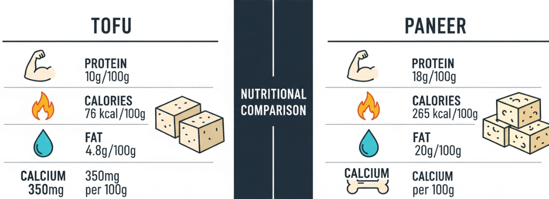 paneer nutrition, tofu nutrition,