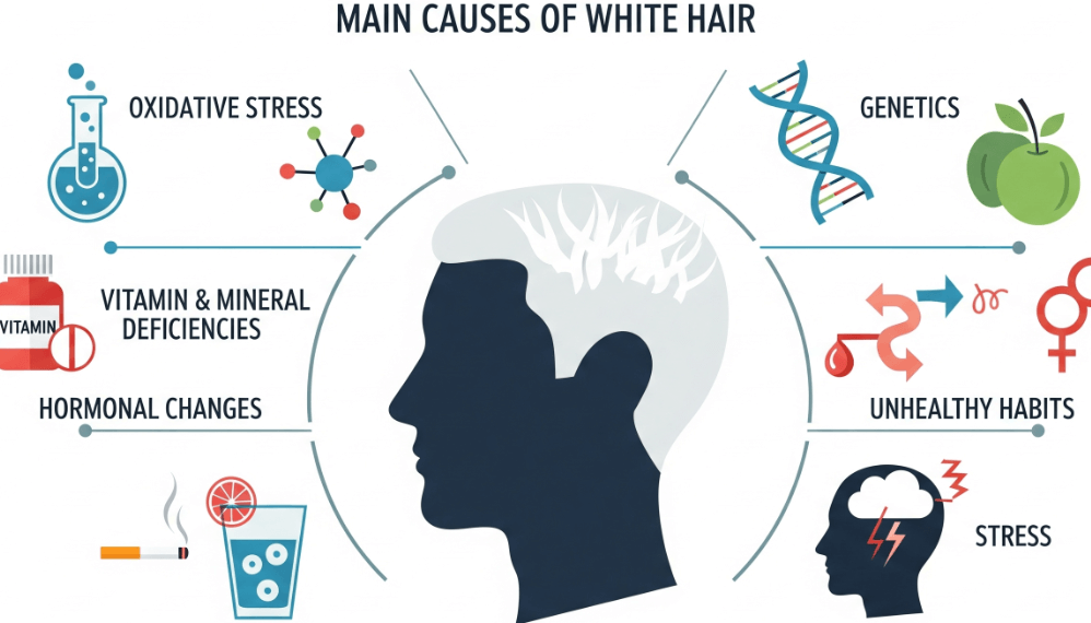 causes of white hair